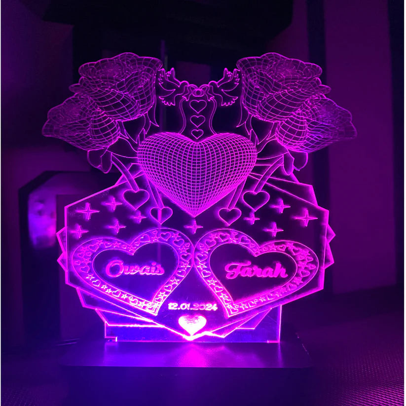 4 Rose Customised Illusion Lamp