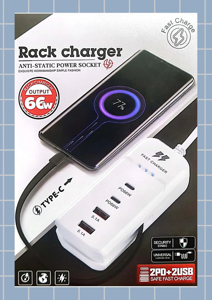 Rack Charger 2PD+2USB Safe Fast Charge