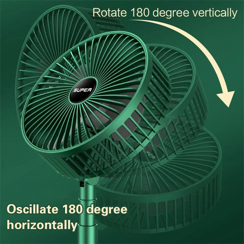 Smart Telescopic Rechargeable Fan – 3-Speed Foldable Personal Cooler & Desk Stand