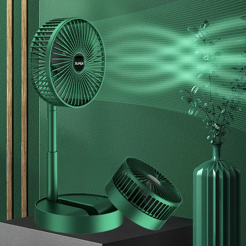 Smart Telescopic Rechargeable Fan – 3-Speed Foldable Personal Cooler & Desk Stand
